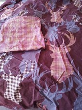 Reversible Plum Highland Stag Tartan double duvet cover + matching pillowcases 