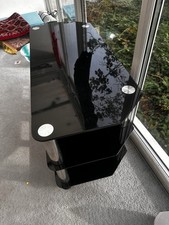 Black Glass TV Stand Or Coffee Table Unit With Shelf