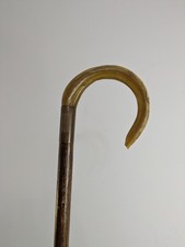Antique Rams Horn Shepherds Crook Carved Walking Stick 100cm (Damaged)