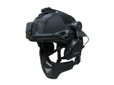 Ex Police Revision BATLSKIN Helmet Black With Mask & SwatCom Ear Defenders