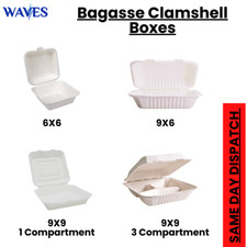 Compostable Bagasse Takeaway Food Containers - Biodegradable Meal Boxes
