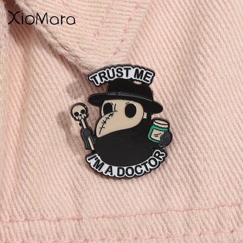 Plague doctor enamel pin - doctor, badge