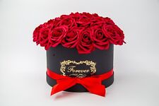 Flower Box, Large Black Flower box, Deep Red Real Touch Roses. Premium quality.