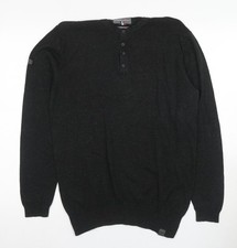 Superdry Men's Black Henley Jumper Size L