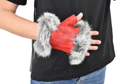 Leather fingerless gloves - gloves, |