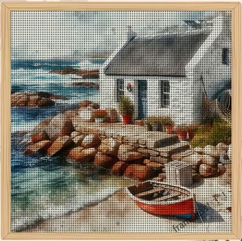 Seaside cottage printed - seaside,