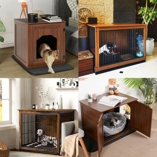 Wooden dog crate end table - dog,