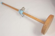 Vintage / Mid Century Hem Marker - Wood + Pale Blue Ball - Atomic