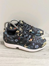 Adidas Torsion Black Floral Print Trainers Size UK 4 