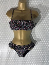 Womens La Senza Black Floral Top Uk 30B Bottoms Uk 10 Beach Swim Holiday Bikini