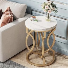 Round White And Gold Side Table
