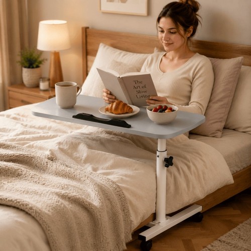 Adjustable overbed table with - table,
