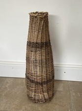 Vintage Large Wicker Floor Vase Woven Vessel Pampas Grass Dried Flowers Boho