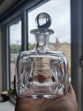 Holmegaard Kluk Kluk Clear Glass Decanter Short Small Square Cube Unusual