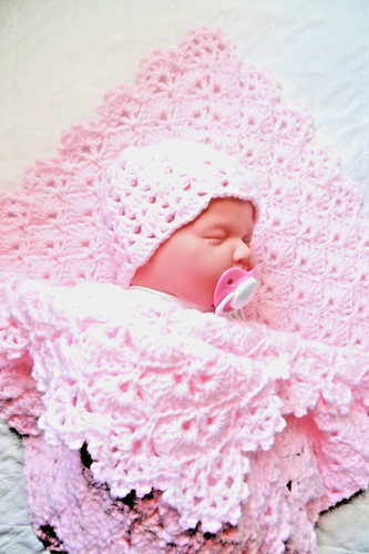 Hand knitted crochet - hand, pink