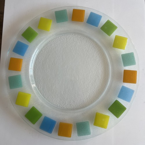 Large vintage glass cake plate - glass,