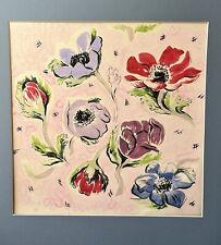 ANEMONES 1950s British Wallpaper Design, Original Vintage Watercolour