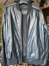 Emporio Armani Leather Bomber Jacket Size Medium Broken Zip rrp £599-