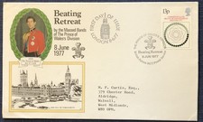 FIRST DAY COVER -- BEATING RETREAT - PRINCE OF WALES DIVISION -  8 JUNE 1977