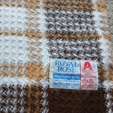 Royal Rose Vintage Pram Nestling Rug Blanket Fringe Check browns fringe