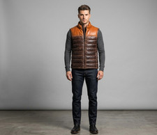 Men's Genuine Leather Puffer