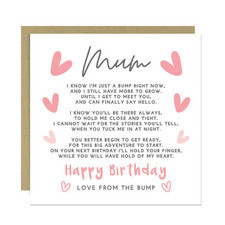 Happy Birthday Card For Mum From Bump, Mummy To Be Card, Card From Bump