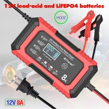 12V 8Amp Portable Car Battery Smart Charger for Lead Acid LiFePo4 AGM battery