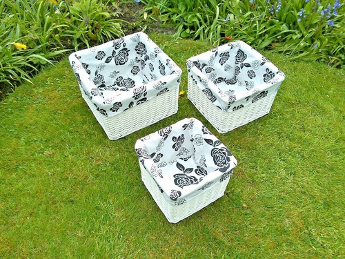 Natural wicker white square - white,
