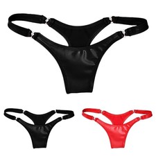 Ladies Red Black Wet Look PVC