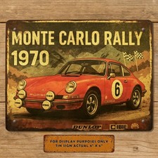 Vintage Monte Carlo Rally 1970 Porsche 911 Retro Classic Car tin sign Wall gift