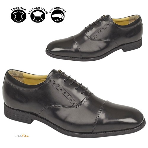 Mens black leather lace - lace, up