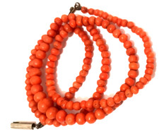 Antique graduated coral bead - coral,