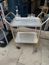 Trolley Drinks Tea Gold” Woodmet” Metal 2 Tier Vintage Retro
