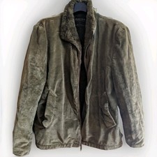 Olive Green Mens Cord Sherpa Borg Fleece Lined Jacket Large (Puritan Sportswear)