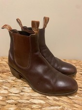 R M Williams Yearling Tan Brown Cuban Heel Leather Ankle Chelsea Boots Size UK 7