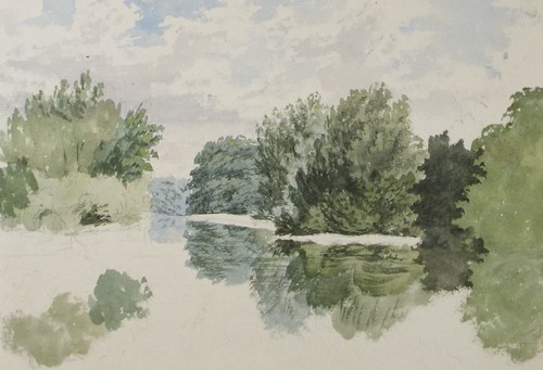 Original watercolour mirror - watercolour,, 'mirror