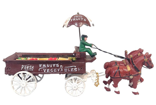 Vintage cast iron horse drawn - cast,