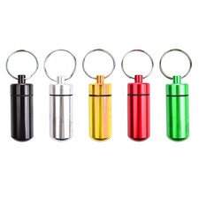 5Pcs Portable Travel Pill Box Case Waterproof Container Keychain Capsule Bottle