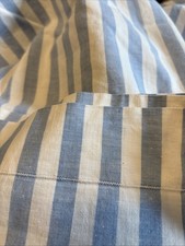 Vintage Blue Striped Flat Sheet Single 100% Cotton Bed Linen 66” X 94” Bohemian