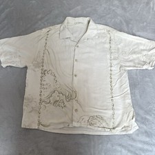 Tommy Bahama Vintage Mens Pure Silk Floral Hawaiian Shirt Cream Size Medium