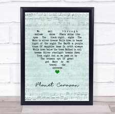 Planet Caravan Script Heart Song Lyric Quote Music Print