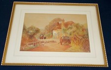 VERY WELL DONE VIBRANT VINTAGE FRAMED WATERCOLOUR COUNTRY SCENE SIGNED G CHRISP