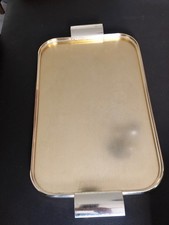 Vintage metal rectangular tray - gold tone
