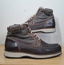 Men's Superdry Union Brown Leather and Canvas Lace Up Combat Boots UK 9