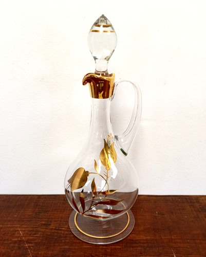 Vtg hungarian glass decanter - vtg,