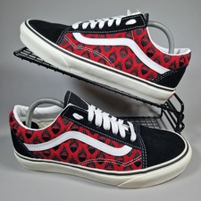 Vans Old Skool Flame Black Red Suede Canvas Unisex Skate Shoes Trainers UK 6 