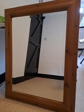 Pine mirror with bevelled glass, large size, good used condition, ready to hang