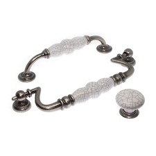 White Crackle Glaze Ceramic Kitchen Door / Drawer D Handle, Drop Handle, Knob