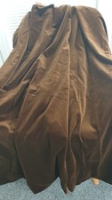 Pair Vintage Chocolate Brown Cotton Velvet Curtains Soft Pencil Pleat 30" x 53"