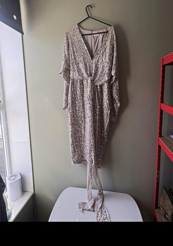 Asos design beige sequin - design, wrap